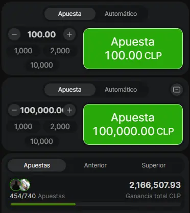 Interface do aviator